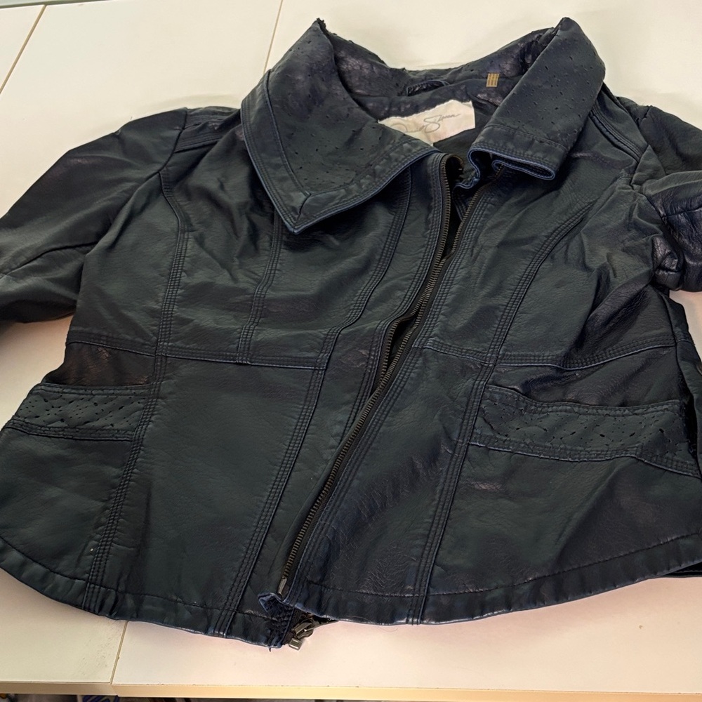 Jessica Simpson Women’s Navy Leather Jacket